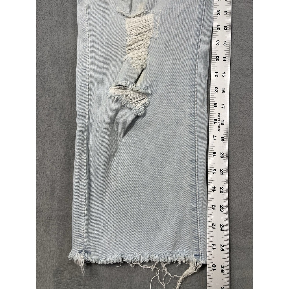 Uniqlo Jeans Womens 27 Blue Light Wash High Rise Straight Distressed Baggy - Picture 5 of 10